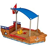 KidKraft- Arenero de madera para niños- diseño de galeón pirata- para jardín y exteriores - Color Multicolor (128)